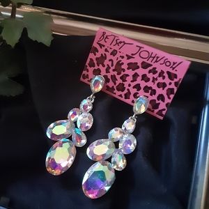 Betsey Johnson Earrings Multicolored Rhinestones